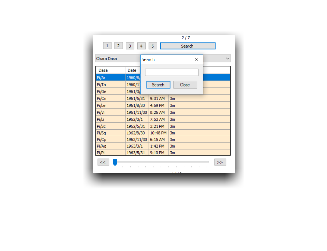 Vimshottari Search feature