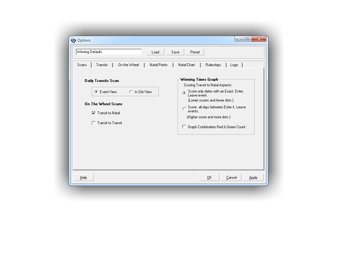 Scans Options